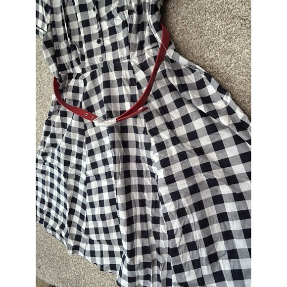 Torrid Retro Chic Blue Plaid Belted Short Sleeve Collared Midi Dress 14 - Picture 3 of 7